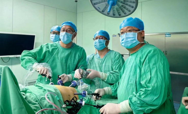 我院成功实施一例全腹腔镜下肝S6段良性肿瘤切除术